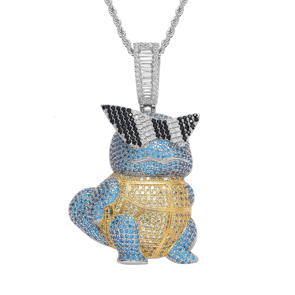 Hip Hop Cartoon Squirtle Pendant Iced Out Diamond Cool Men's Rave Moissanite Jewelry Pass the diamond tester