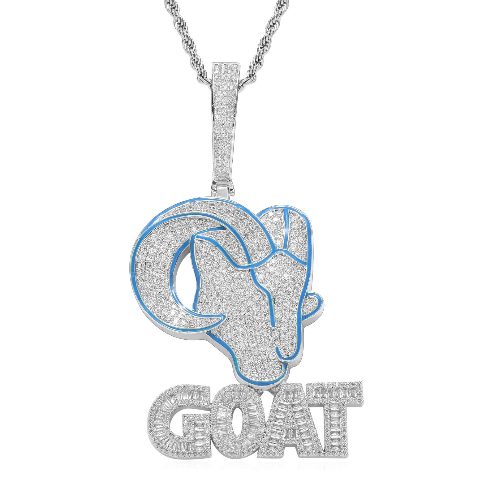 Luxury 3D Moissanite Goat Iced Out Bling GOAT Letter Trendy Animal Men's Hip Hop Statement Pendant Pass the diamond tester