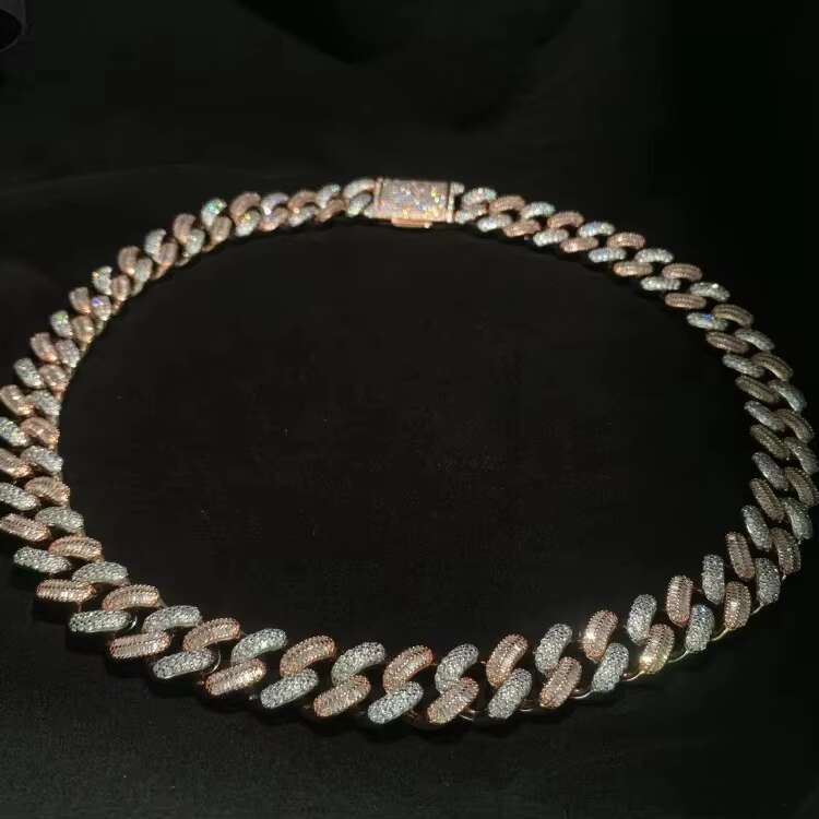 Wholesale Price 925 Sterling Silver VVS Moissanite Diamond Iced Hip Hop Necklace Miami Cuban Link Chain for Anniversary Jewelry