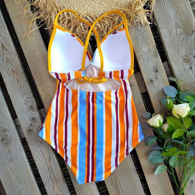 2025 New Abdomen Control Wasit Push Up Swimsuit Print Swimwear Vintage Retro Bathing Suits Bodysuit Beach Wear Backless XXL