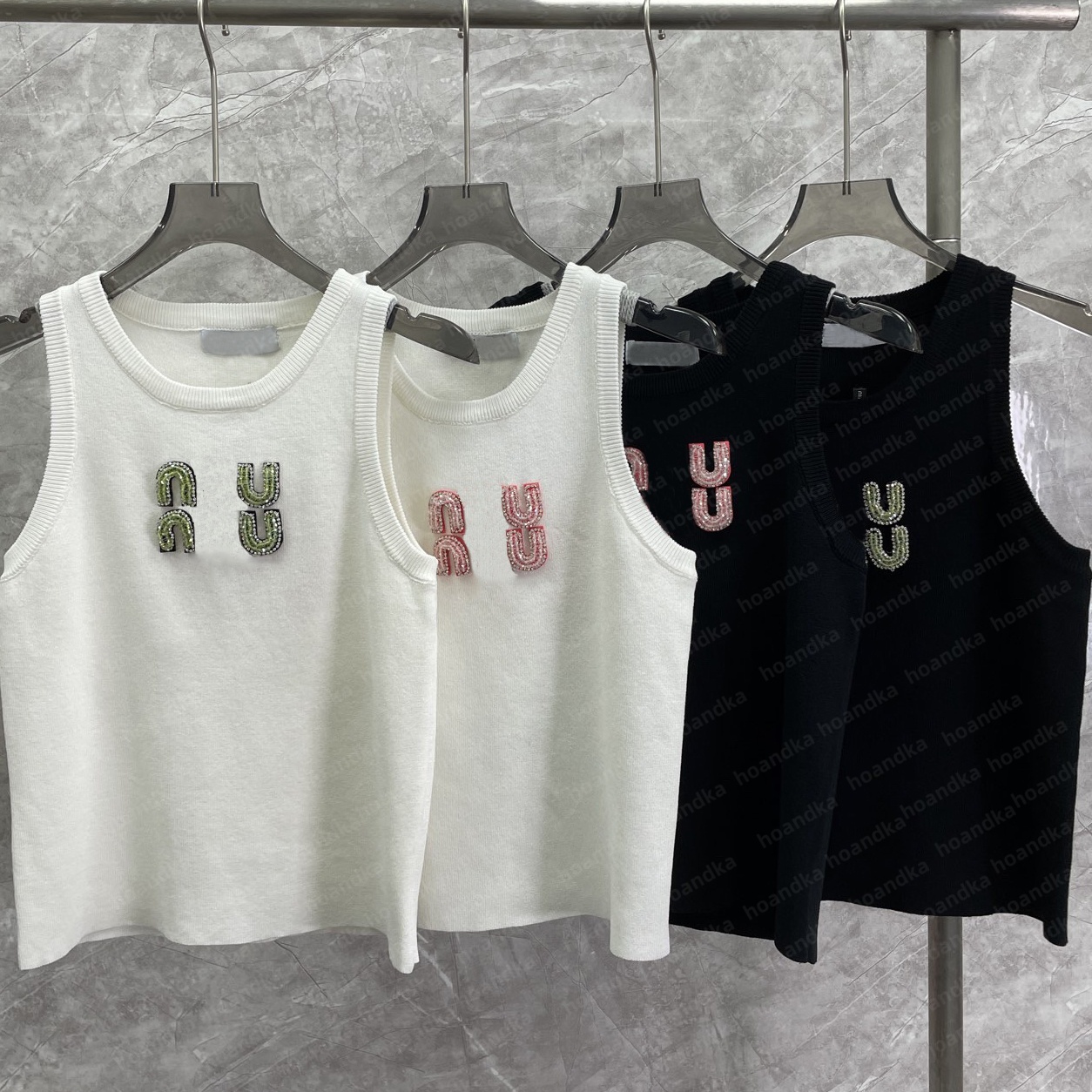 Womens Clothes Designer Cotton tank top Women's Tees Embroidered Crystal Vest Sleeveless Women Summer Backless Shirt