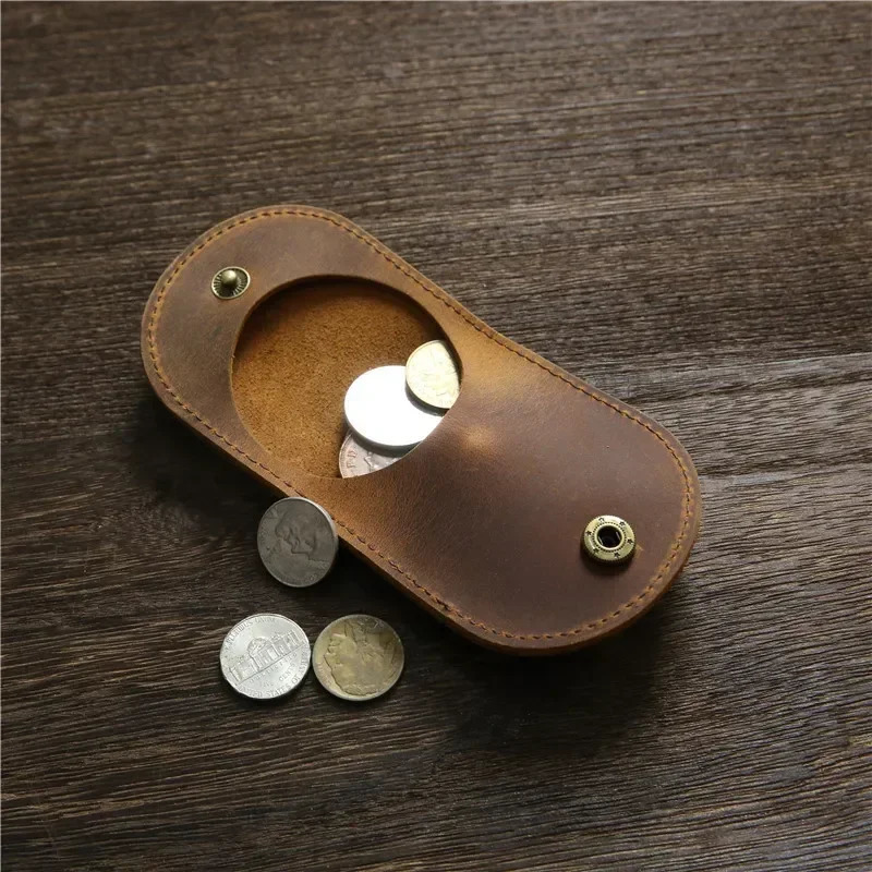 Womens Small Genuine Leather Coin Wallet Children Mini Purses Hasp Money Clip Clutch Hobo Bags Men Gift Pouch New Manual Craft R250624