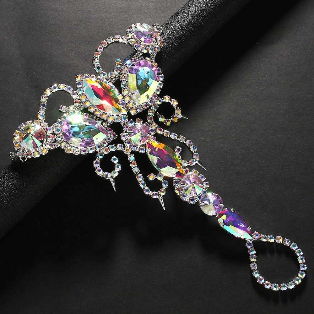 Stonefans Colorful Hollow Toe Chain Anklet Belly Dance Accessories Beach Barefoot Geometric Rhinestone Anklet Bracelet for Women U250624