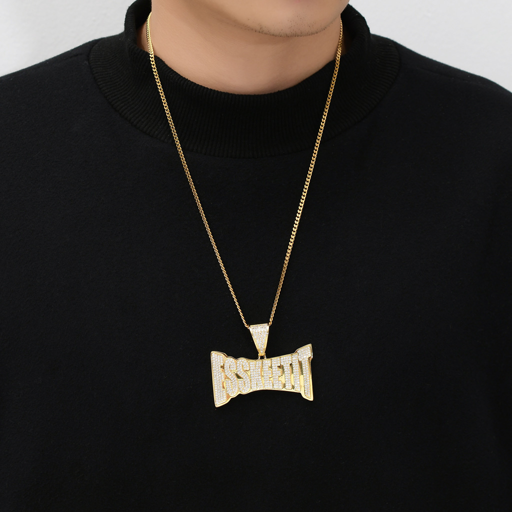 Luxury Moissanite Necklace Hip Hop Punk Men Letter Pendant Iced Out Trendy Brand Street Style Jewelry Pass the diamond tester