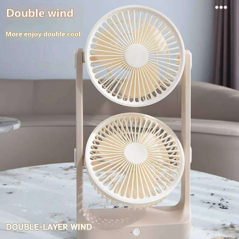 Dual Blade Magic Angle Adjustable Desktop Fan for Double - Layered Cool Breeze