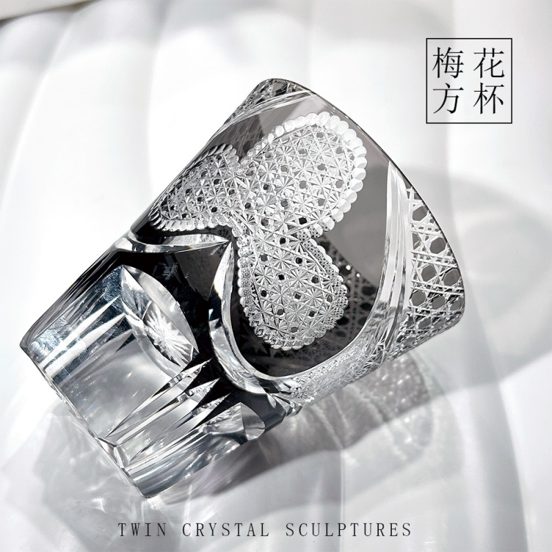 Square double cup lead glass with high aesthetic value, high-end water cup, whiskey and foreign wine glass, fashionable