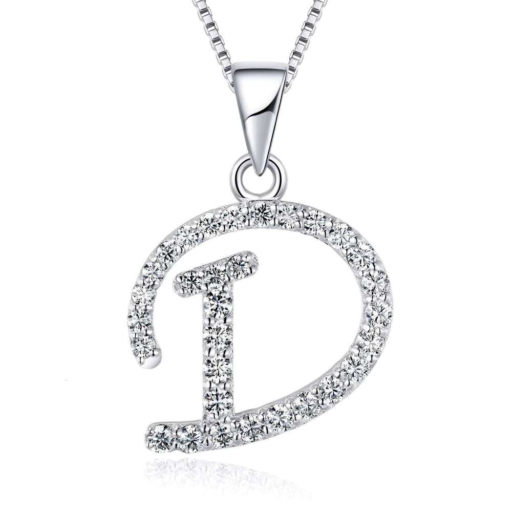 Sterling Sier Chain Necklace Fashion Pendant Charming Rhodium Plated Letter Style Wedding Party
