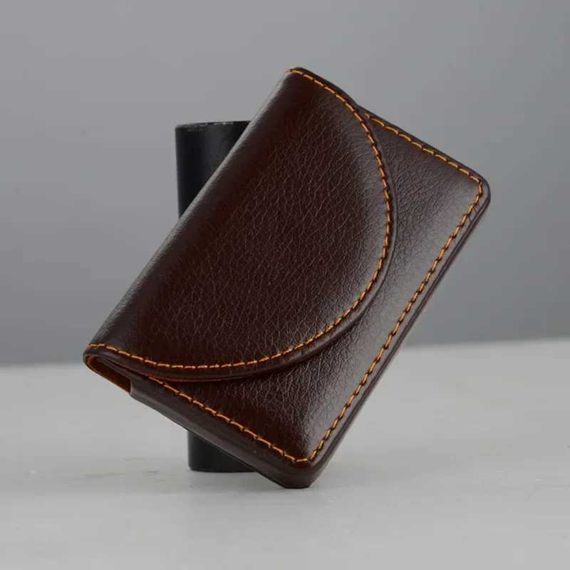 PU Luxury Holder Wallet ID Business Bank Card Case Men Women Foin Brown Black Coin Wallet Small Black Purse XJ250624