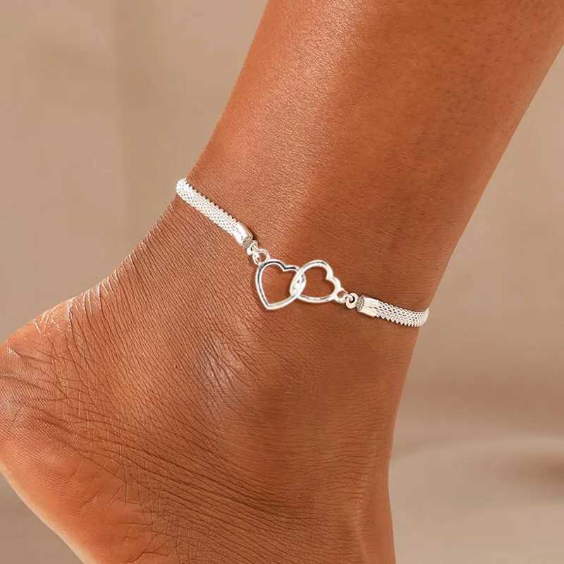 Heart Link Chain Anklets - Silver Color Waterproof Rhinestone Anklet for Women A Timeless Accessory for Every Occasion U250624