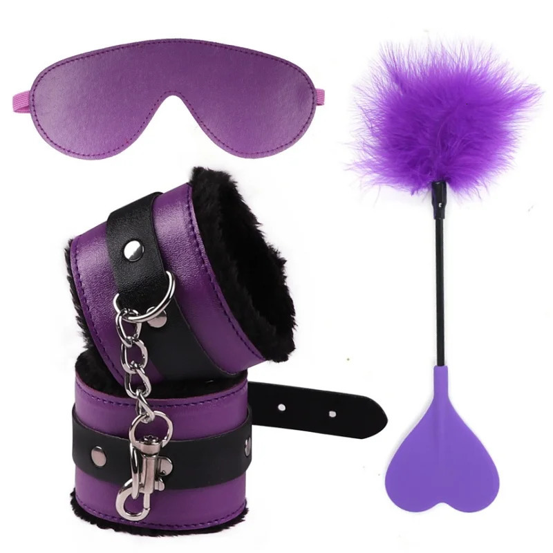 Bondage Equipment Erotic Handcuffs With Blindfold Bdsm Kit Sex Toys For Women Fetish Feather Flirt Spanking Paddle Cosplay Games 250624