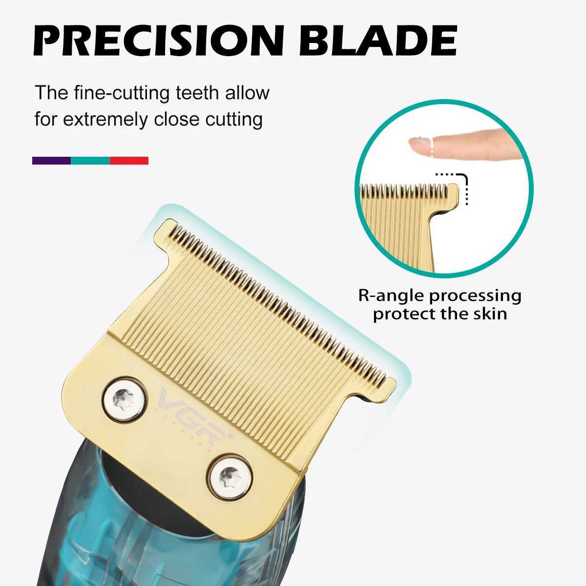 VGR Hair Trimmer Cordless Hair Cutting Machine Rechargeable Hair Clipper Professional Clipper Transparent Trimmer for Men V-961 XJ250624