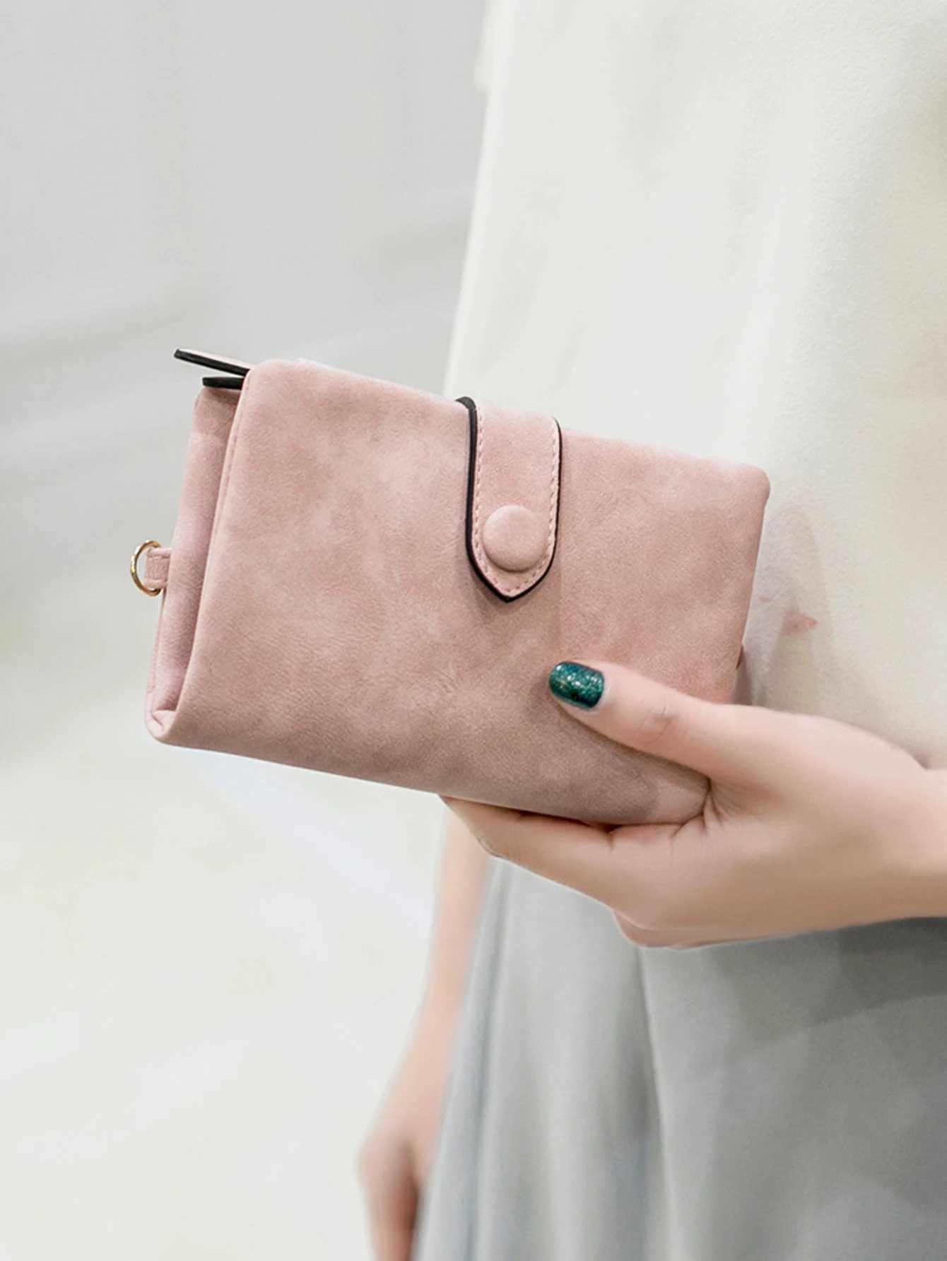 Womens Short Frosted Wallet Korean Version Student Small Fresh Cute Tri-fold Multi Card Slot Zero Wallet Multifunctional WalletXJ250624