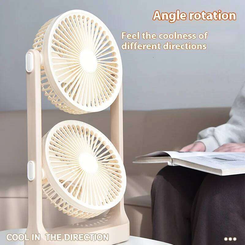 Dual Blade Magic Angle Adjustable Desktop Fan for Double - Layered Cool Breeze
