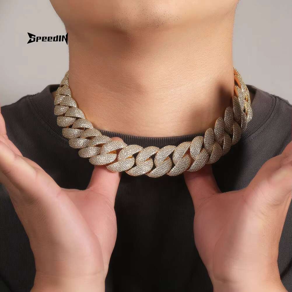 Hip Hop Jewelry 14mm Real 14K Gold Prong Setting VS Lab Grown Natural Diamond Iced Out Cuban Link Chain Necklace and Bracelet