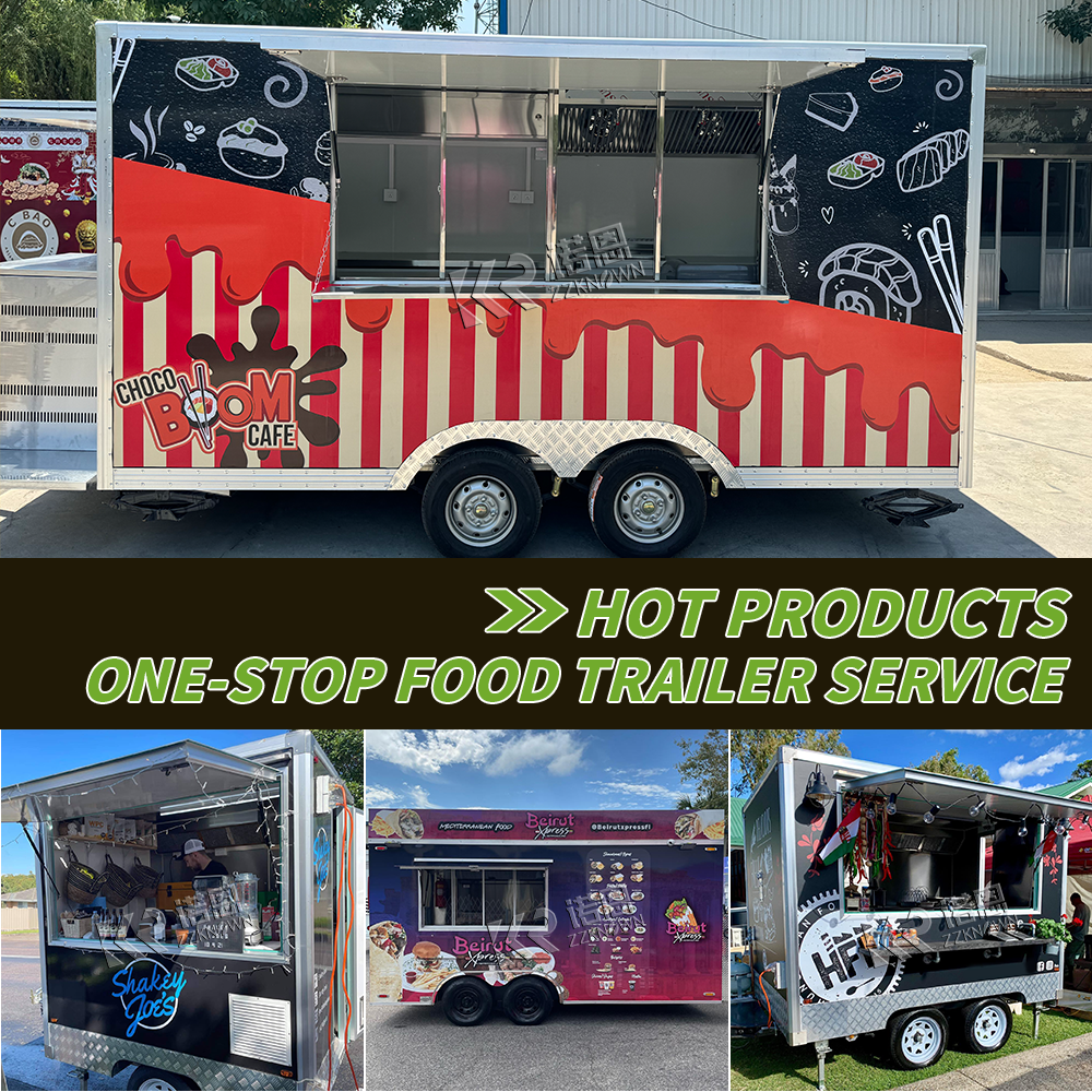 Mobile Food Trailer Custom Ice Cream Truck Hot Dog Pizza Restaurant Cart Street Concession Fast Food Truck With Full Kitchen