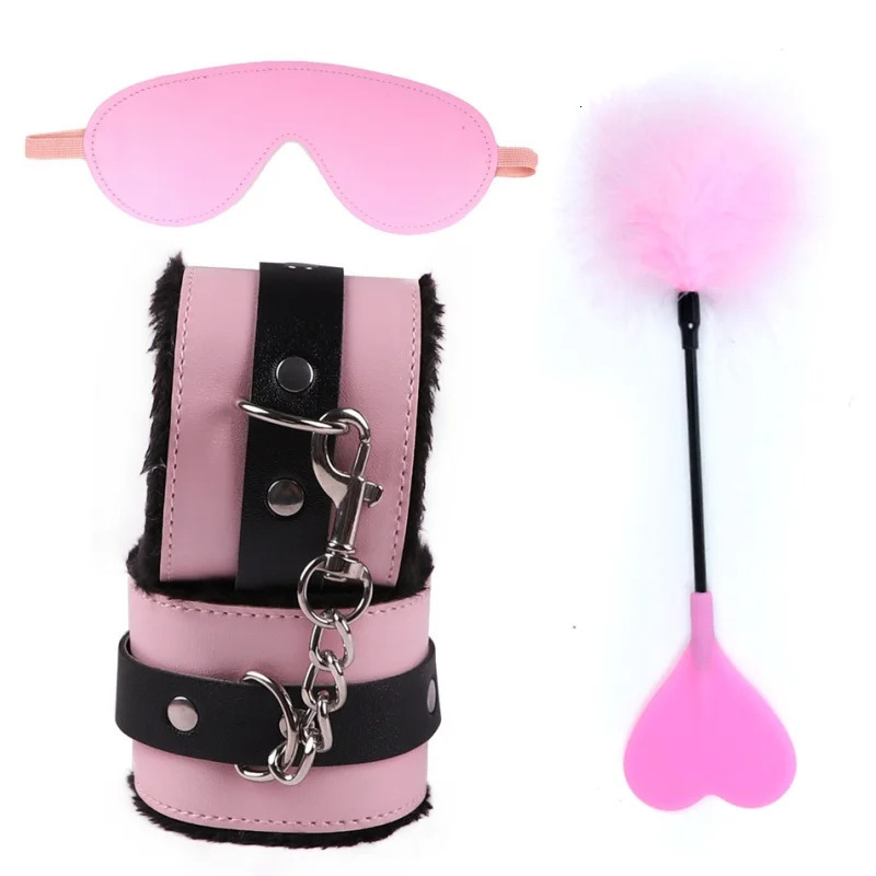 Bondage Equipment Erotic Handcuffs With Blindfold Bdsm Kit Sex Toys For Women Fetish Feather Flirt Spanking Paddle Cosplay Games 250624