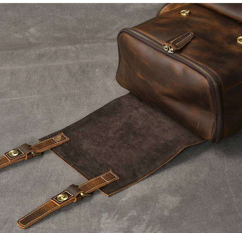 Vintage Crazy Horse Genuine Men Leather Bagpack Climbing Rucksack male Large Hiking Backpack M814