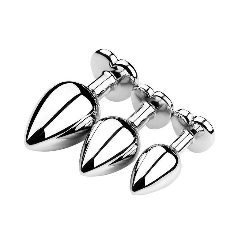 Anal Plug Heart 3 Sizes Stainless Steel Crystal Anal Plug Removable Butt Plug Stimulator Anal Sex Toys Prostate Massager Dildo W250624