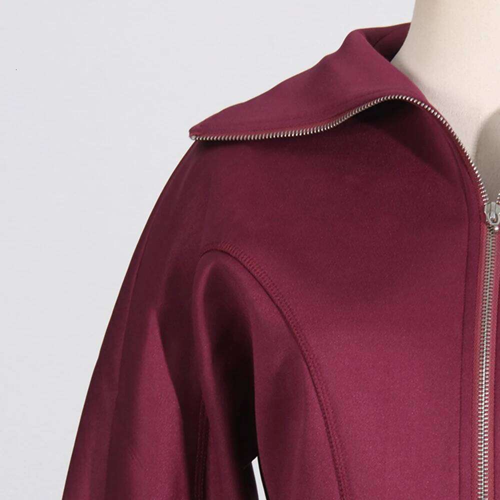 VGH Solid Minimalist Tunic Jackets For Women Lapel Long Sleeve Streetwear Spliced Zipper Slimming Coats Female Fashion Style New