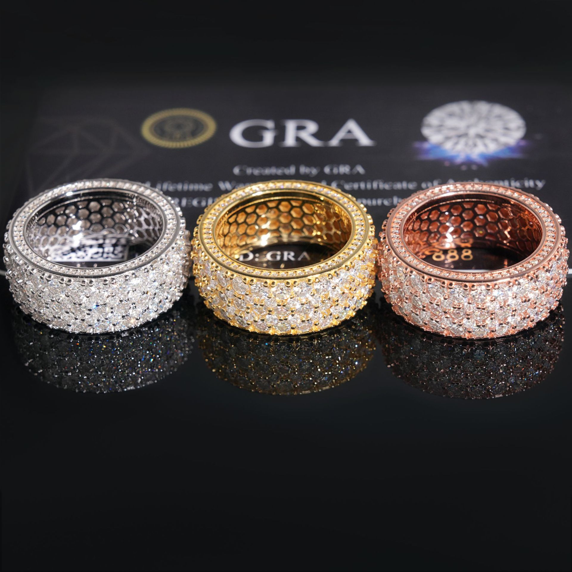 New Arrivals Luxury Jewelry Pass Diamond Tester 925 Sterling Silver Fully Iced Out VVS Moissanite Diamond Eternity Band Ring