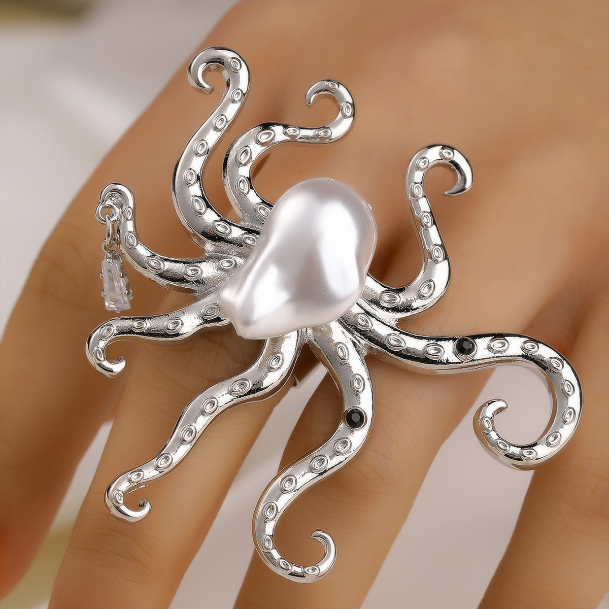 Hip Hop Alec Design Personality Inlaid Octopus Fashion Simple Index Finger Ring