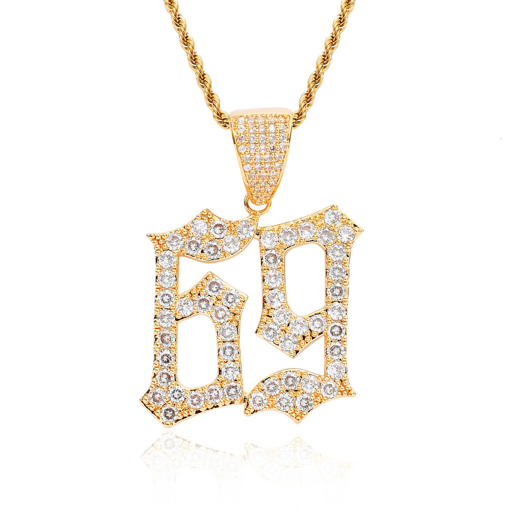 Luxury Moissanite Rapper Style Iced Out Bling 69 Number Hip Hop Streetwear Creative Pendant Jewelry Pass the diamond tester