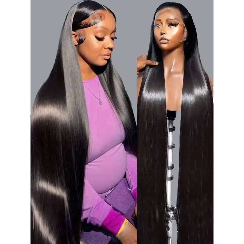 40 50 Inch 200 Density Frontal Wig For Black Women Brazilian Human Hair 5x5 Bone Straight HD Transparent Lace Front Wigs