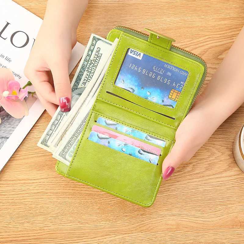 Fi Womens Wallets Leather Short Bifold Woman Card Holder Purse Cute Pink Girls Wallet Ladies Zipper Coin Pouch Key BagXJ250624