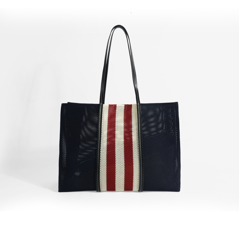Summer Fashion Woven Colorful Striped Tote 2024 New Hollow Mother-Daughter Shopping Bag Large Capacity
