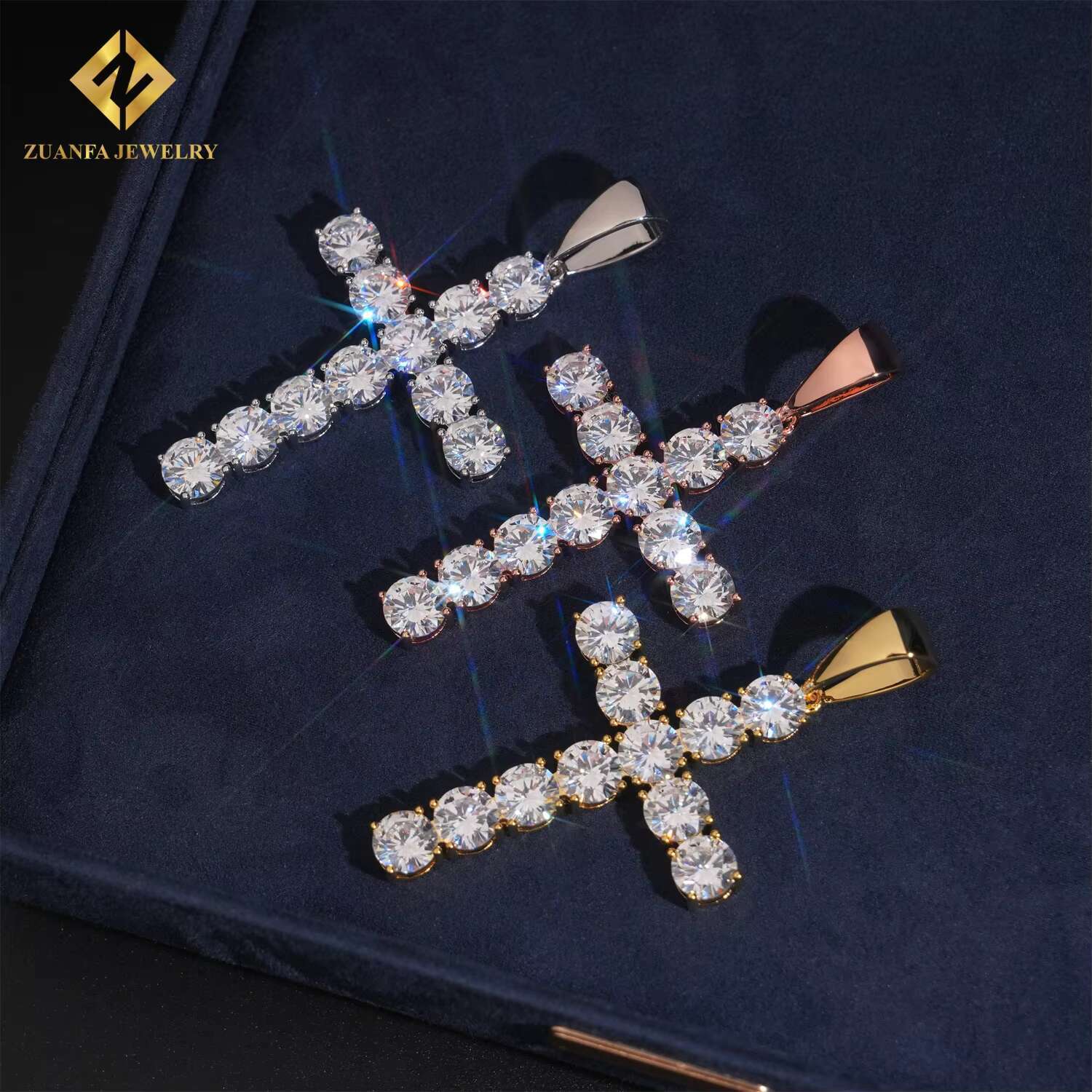 Hip Hop Iced Out Jewelry Zircon Small Cross Pendant Men Women Rose Gold Plated Rhodium Plated Gold Plated Pendant