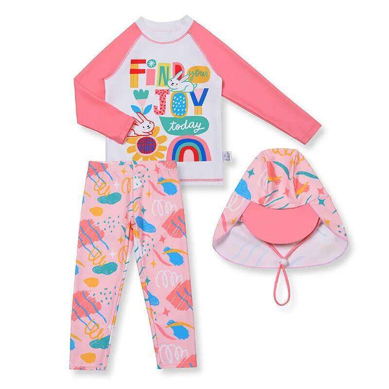 Girls' Cute Pants Two-Piece Swimsuit Big Girl Sun Protection Long Sleeve Children's Swimwear Wholesale