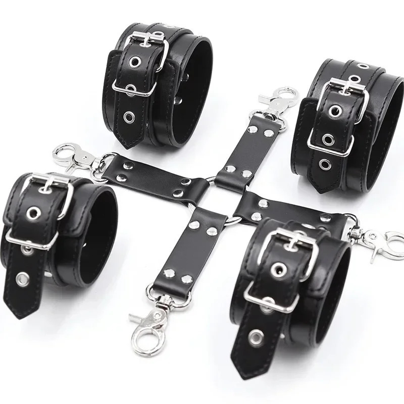 Leather Handcuffs BDSM Bondage Restraint Flirting Slave Exotic Accessories Toys For Couple Games Handcuff amp Ankle Cuffs Adult 250624