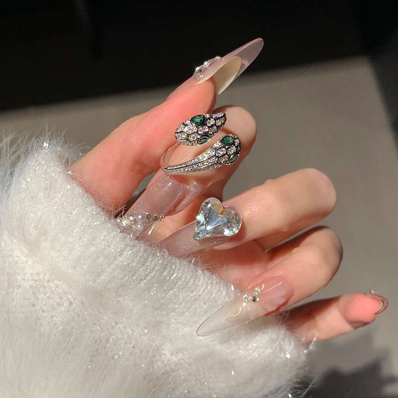 Real Gold Plated Zircon Snake Ring for Women, Niche Fashion Design Sense, Index Finger Ring, Ins Internet Celebrity High-end Sense Jewelry