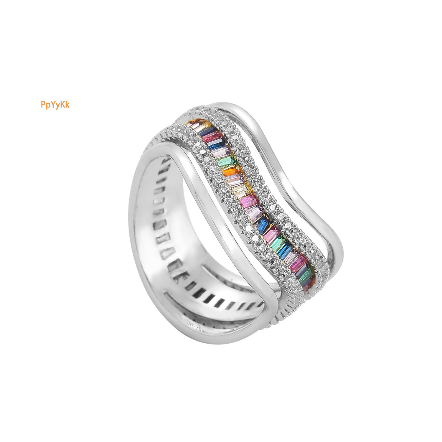 High End Moissanite Ring Colorful Bling Bling Irregular Design Trendy Unisex Couple Rings Hip Hop Iced Out Swag Accessory Passes the diamond tester