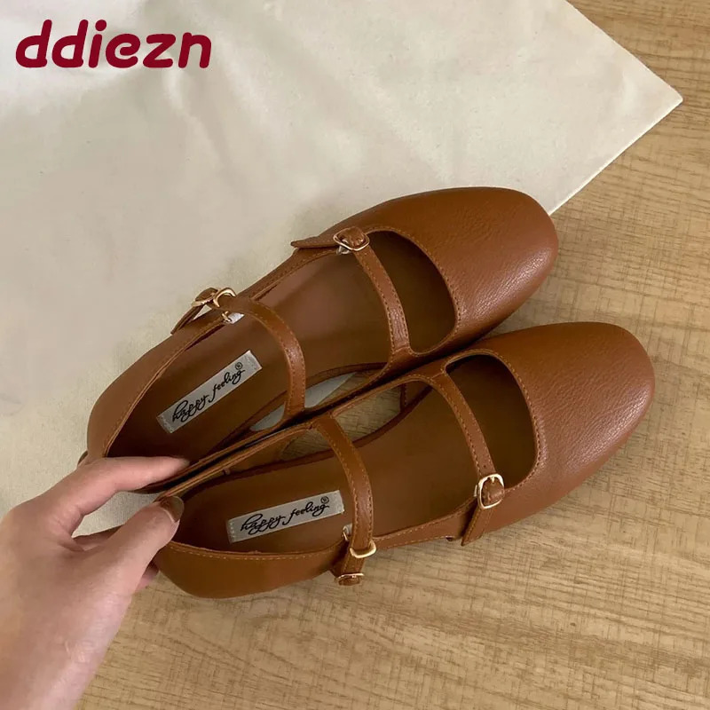 Female Buckle Strap Footwear In Women Mary Janes Flats Shoes Summer Spring Fashion Shallow Ladies With Shoes 250624
