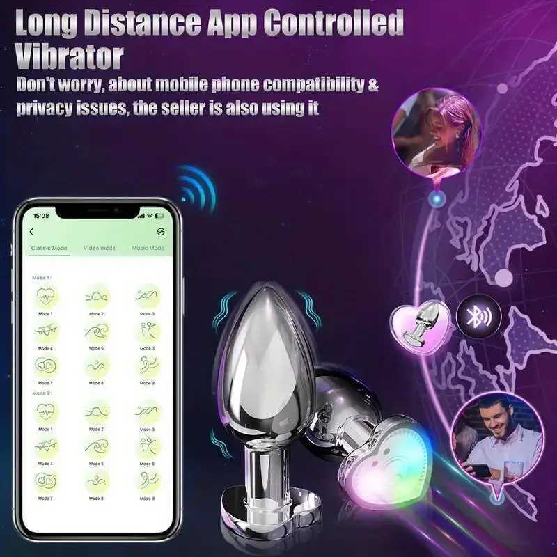 Butt Plug With Backlight APP Remote Control Prostate Massager Vibrator Anal Plug for Men Women Dildo Vibrating Adult Sex Toys W250624