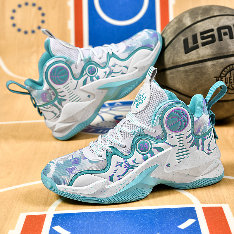 8106-Boys Anti-slip Basketball Shoes, Sports Running Shoes, Casual Walking Shoes, High-top Basketball Shoes, Practical Concrete Floor Sneakers