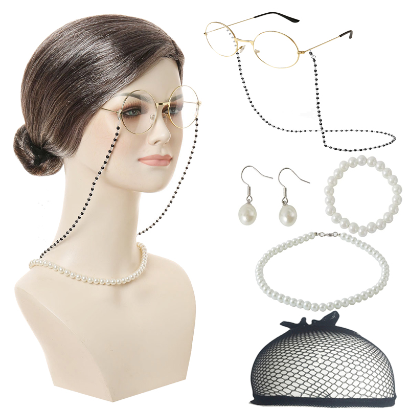 Grandma Role Play Set Exploding Curls Vintage Accessories Party Performance Styling Props