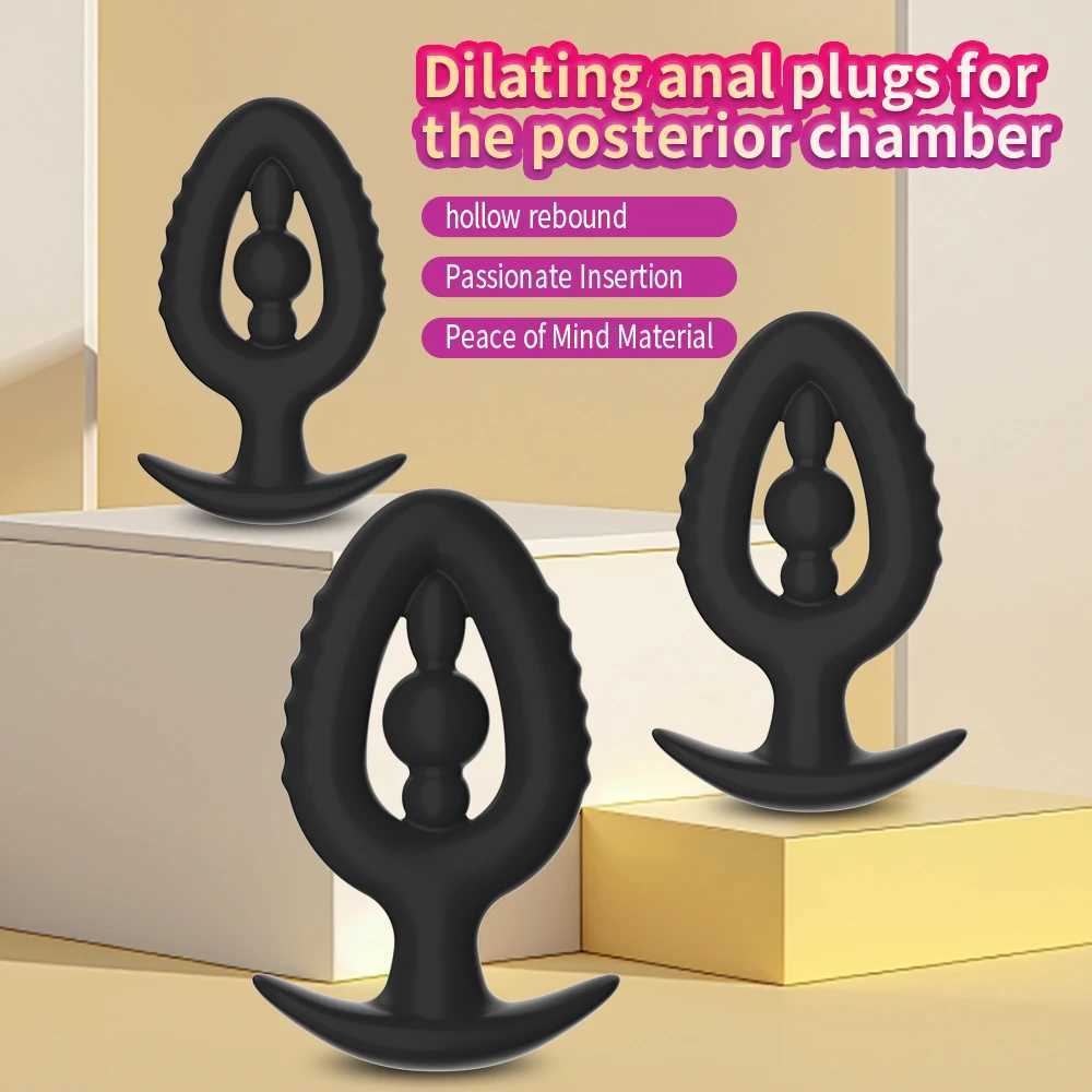 Hollow Anal Plug Anus Vagina Dilator Silicone Butt Plug Prostate Massage Sex Toys For Women Men Outdoor use G-point stimulation W250624
