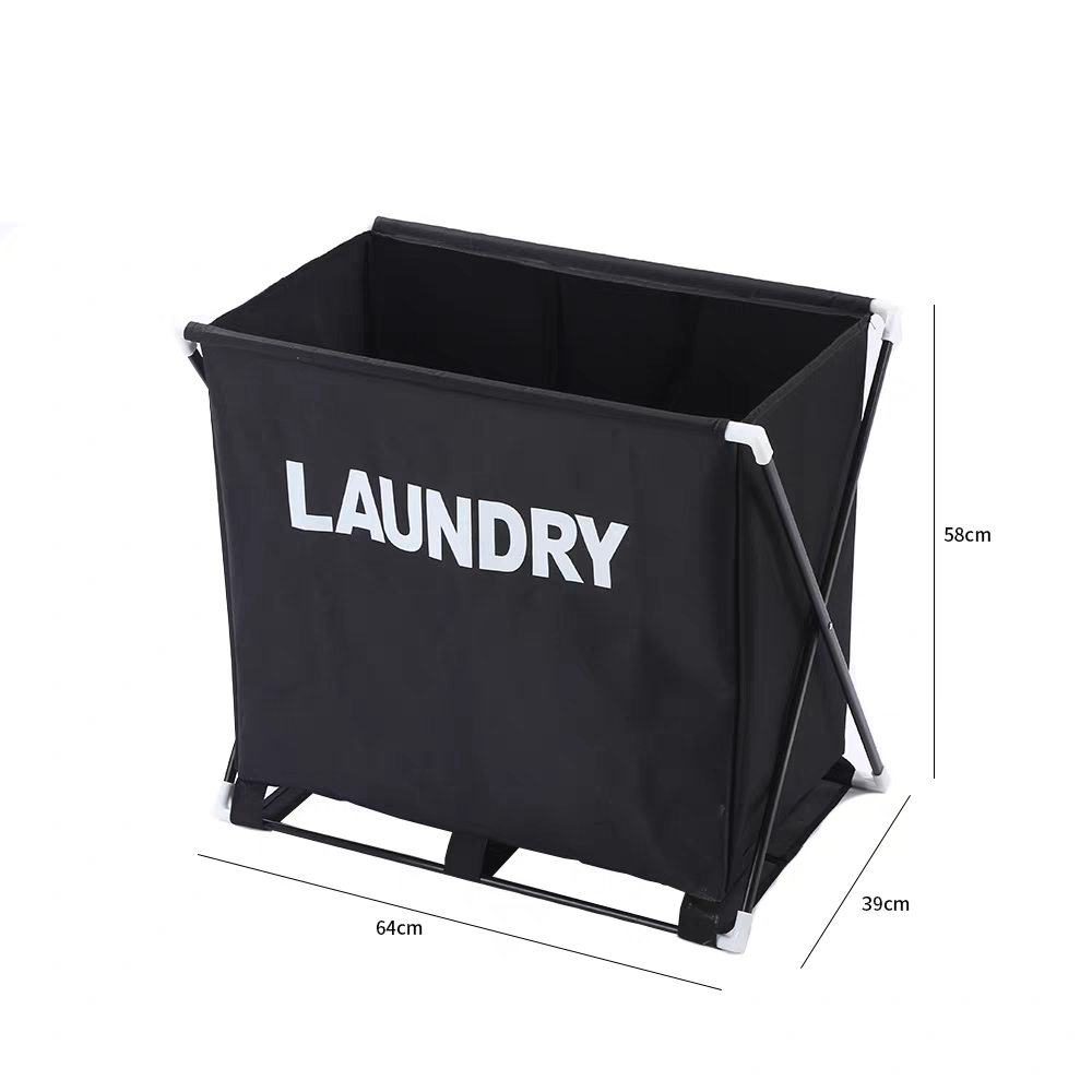 Large capacity three grid aluminum frame laundry basket foldable storage bag factory direct sales