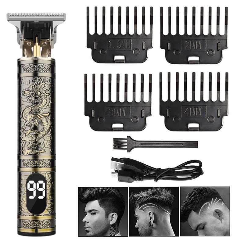 T9 Hair Trimmer Large Capacity Battery Power Display Clipper Hair Cutting Machine Intelligent Fork Mens Shaving Machine Barber Clip XJ250624
