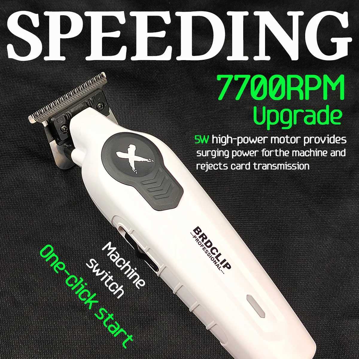 New Upgrade 7700RPM BRDCLIP FA1T White Professional Hair Trimmer Barber Gradient 1600mAh Electric Clipper with Charger StandXJ250624