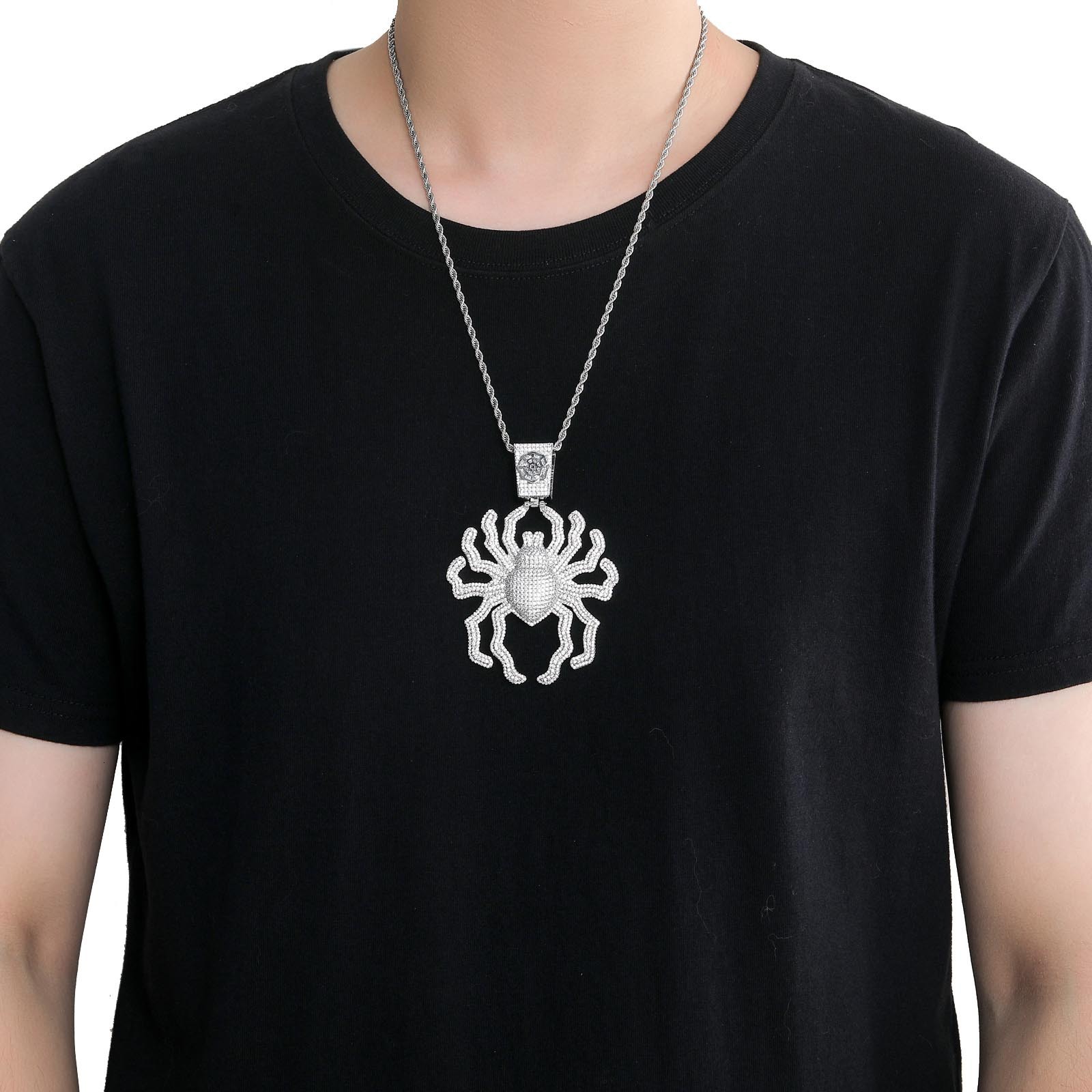 Luxury Moissanite New Arrival Hip Hop Oversized Spider Pendant Diamond Studded Trendy Personalized Men's Necklace Pass the diamond tester