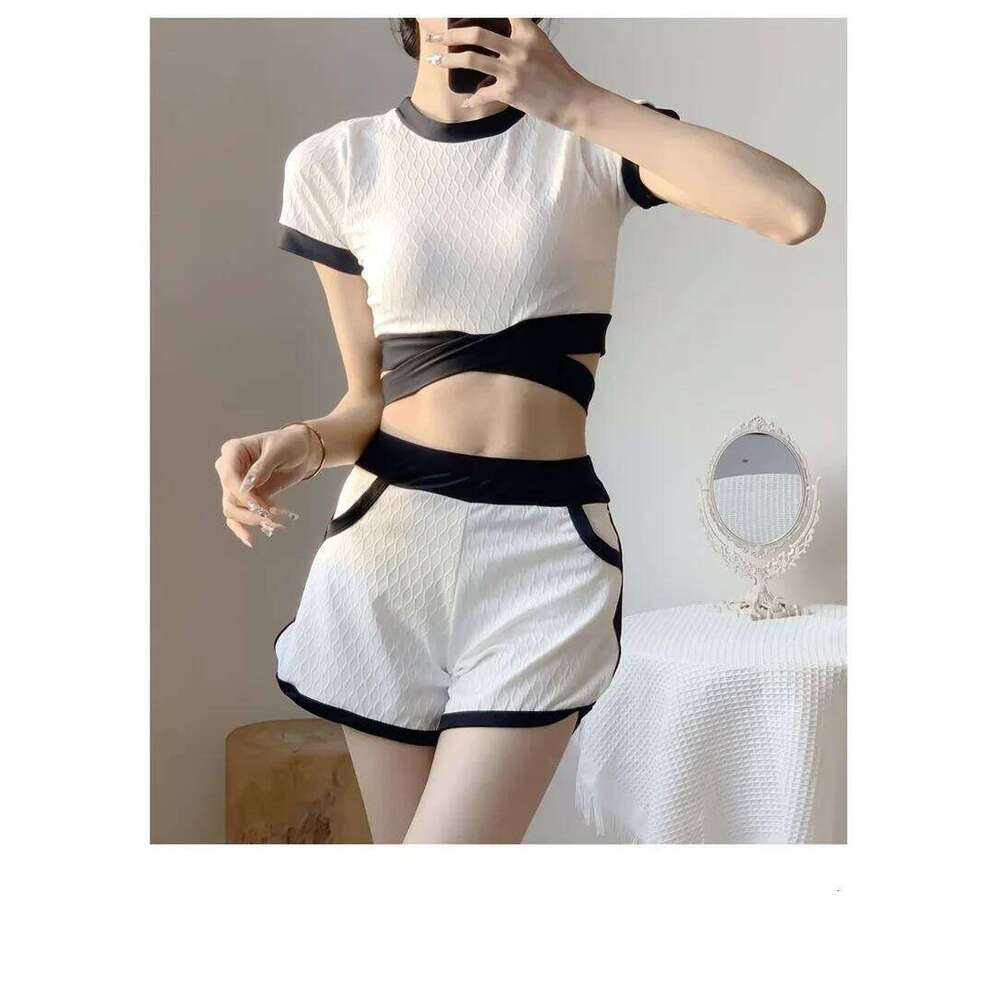 Athletics Swimwear Ladies Korean Split 3 Piece Swimsuit Women Sports Style Student Vacation Swimsuits Hot Spring Conservative