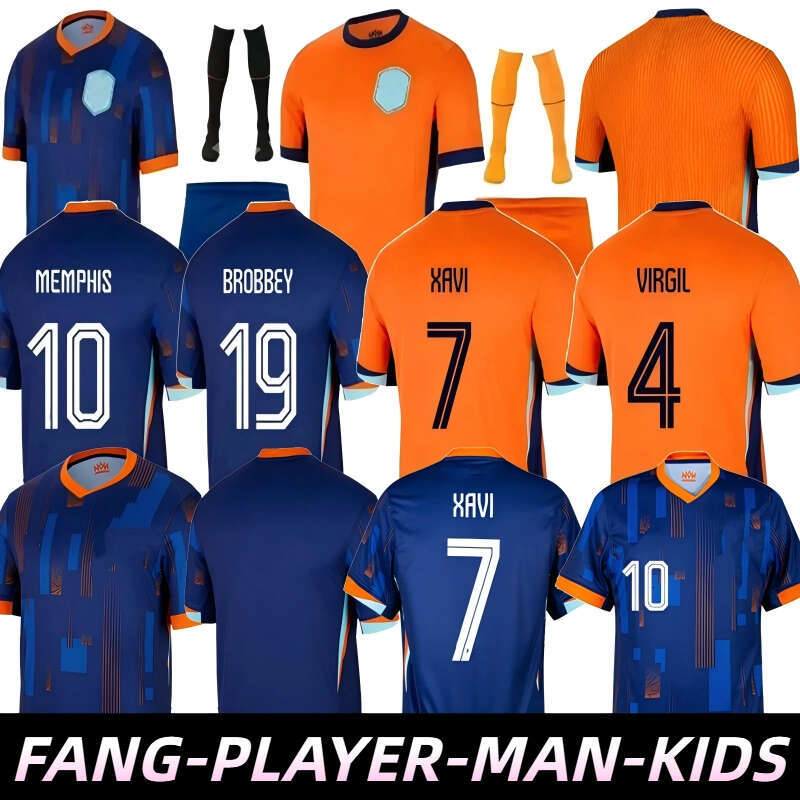 24 25 Dutch National Team Football Shirt Men Kids Kit Full Set Home Away MEMPHIS XAVI 2024 NETHErlANds European HoLLAnd Club Soccer Jersey Euro Cup