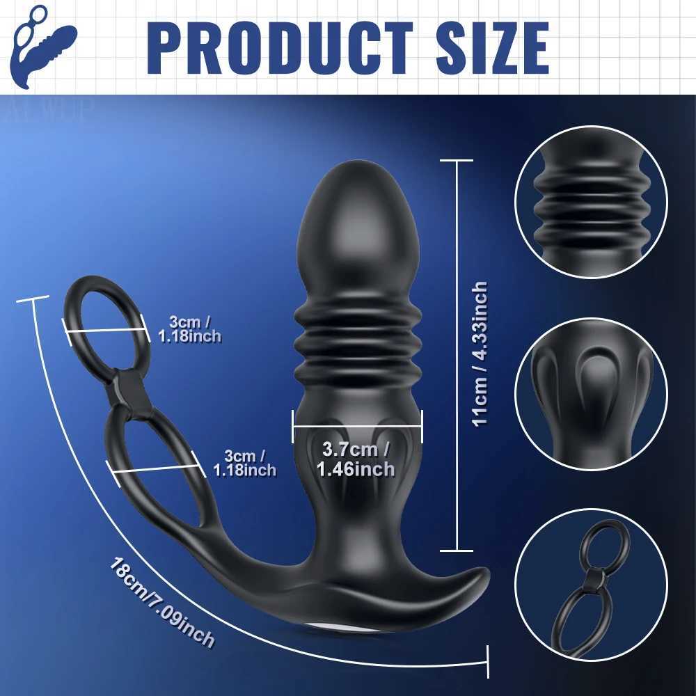 APP Control Thrusting Prostate Massager for Men Telescopic Anal Vibrator for Gay Butt Plug Cock Ring Adult Goods Sex Toy for Men W250624