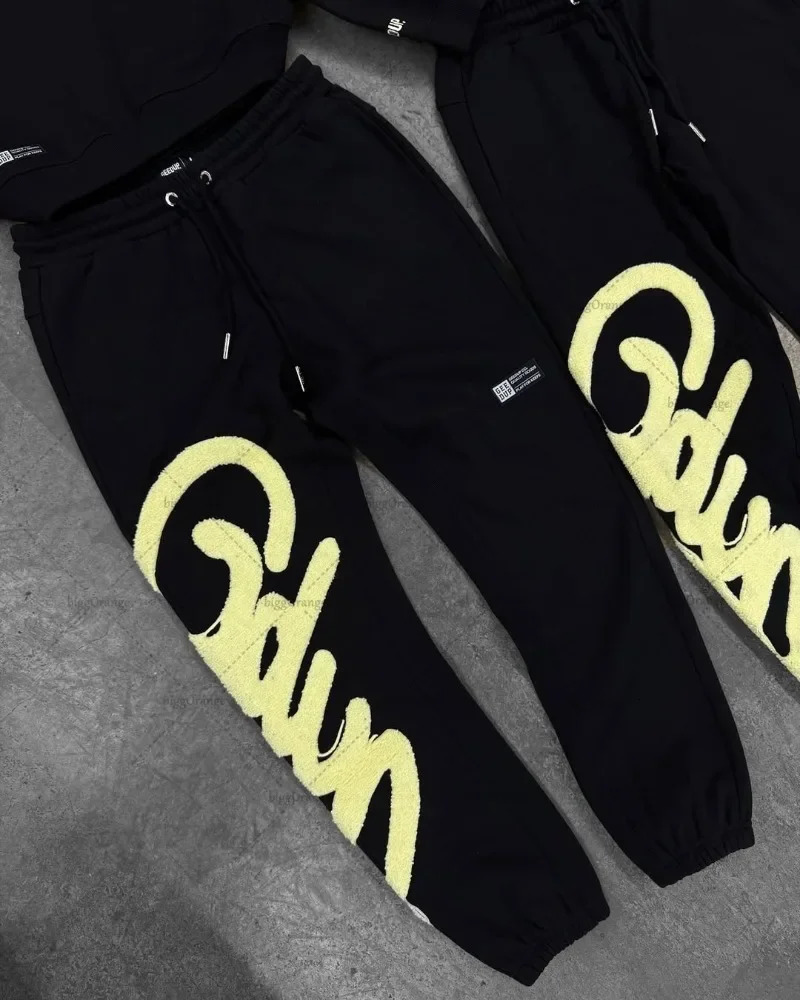 2025 Harajuku Y2K Trendy Streetwear Tracksuit Women Two Piece Set Casual Sweatshirt Retro Colorful Letter Embroidery Sweatpants 250616