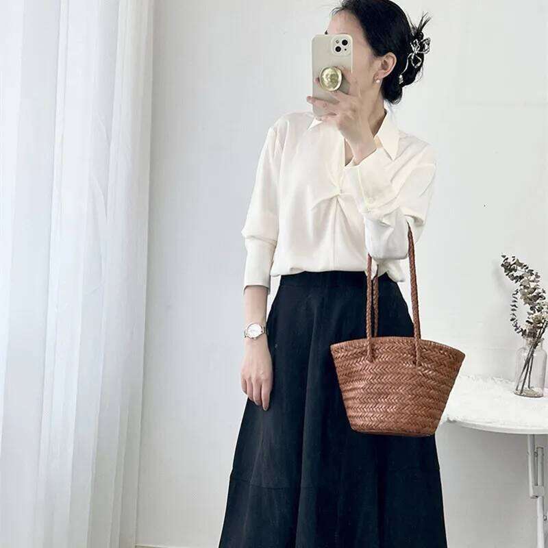 bags Vintage Genuine Leather Hand Tote Top Quality Women Weave Basket Shopping Bags Travelling Beach Hobos Handbag