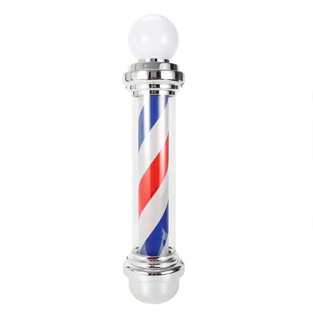 32 Barber Pole LED Light Red White Blue Rotating Stripes Metal Hair Salon Shop W250624