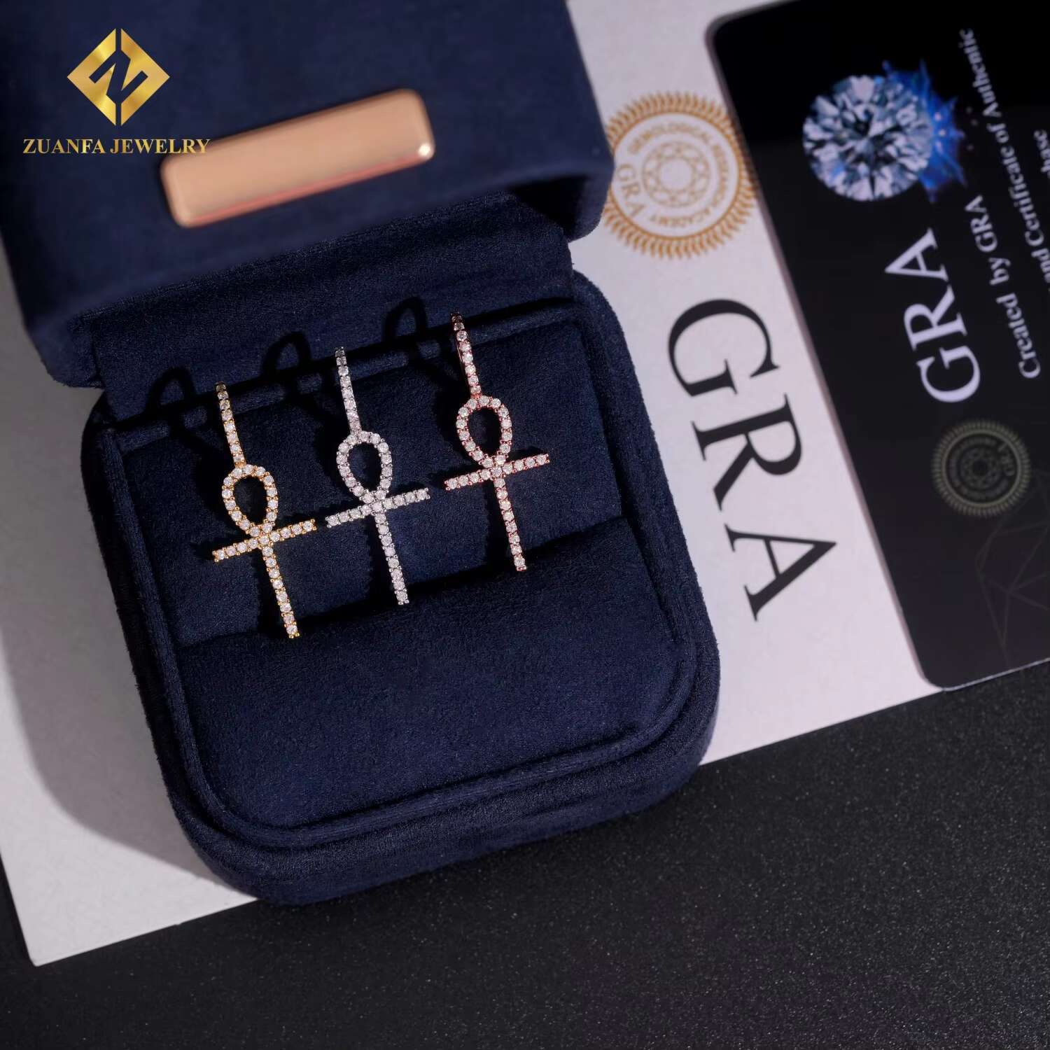 Hot Sale GRA Certificate Iced Out VVS Moissanite Full Diamond Cross Pendant for Womens for Men Pass Diamond Tester